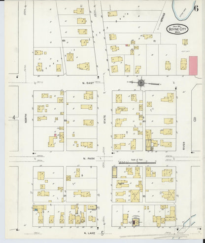 Sanborn Fire Insurance Map from Boyne City, Charlevoix County, Michigan (1911), Sheet #0006 - Complete Map Set gallery image, historic Sanborn map, vintage wall art, Michigan Michigan