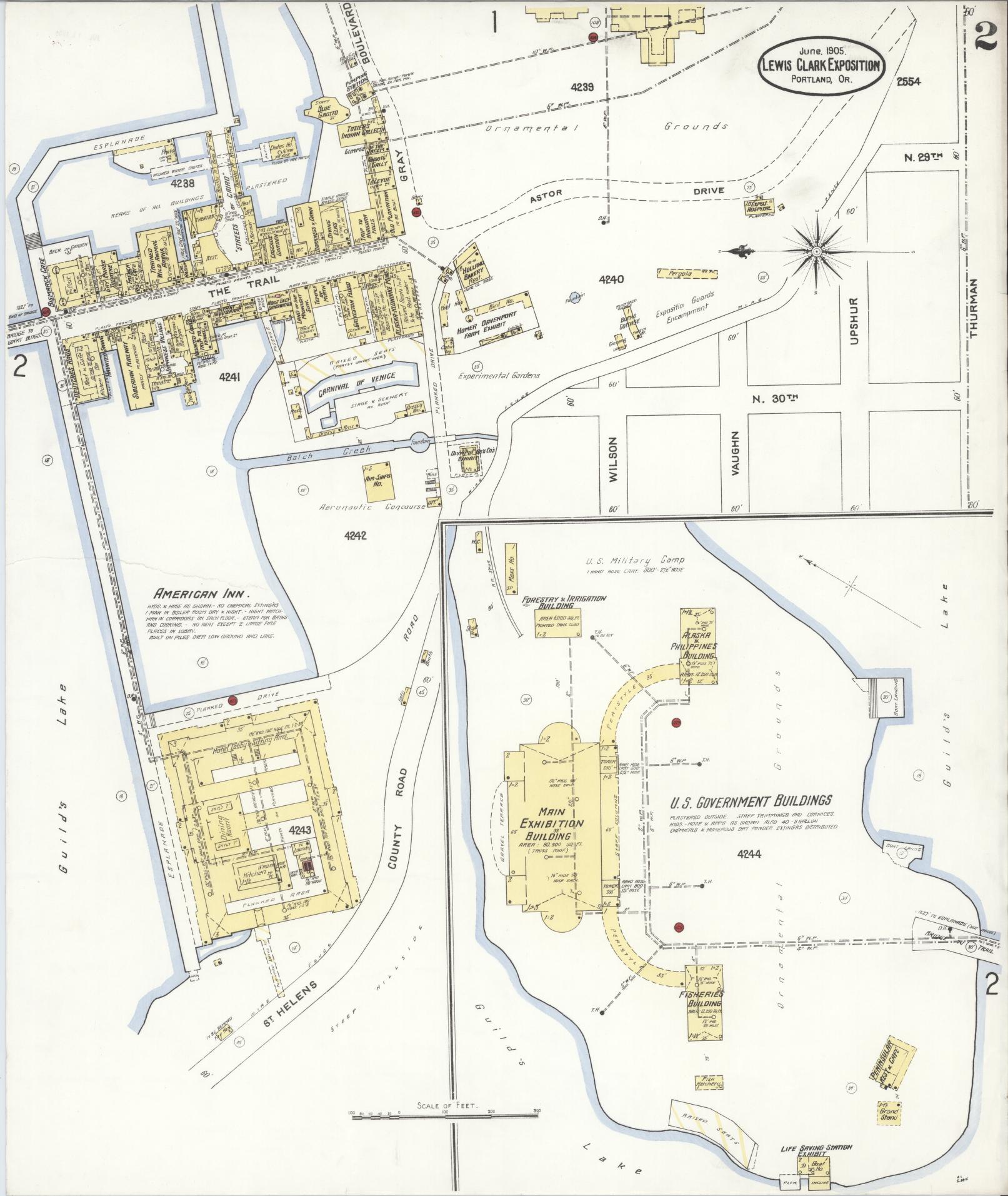 Sanborn Fire Insurance Map from Portland, Multnomah County, Oregon (1905), Sheet #0002 - Historic Sanborn Fire Insurance Map Print, vintage old map wall art, antique decor, genealogy gift, Oregon Oregon map