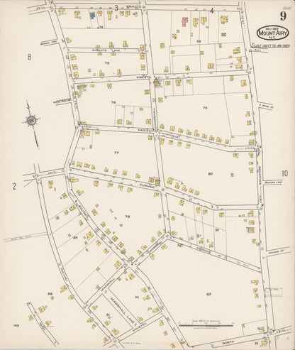 Sanborn Fire Insurance Map from Mount Airy, Surry County, North Carolina (1922), Sheet #0009 - Historic Sanborn Fire Insurance Map Print, vintage old map wall art, antique decor, genealogy gift, North Carolina North Carolina map