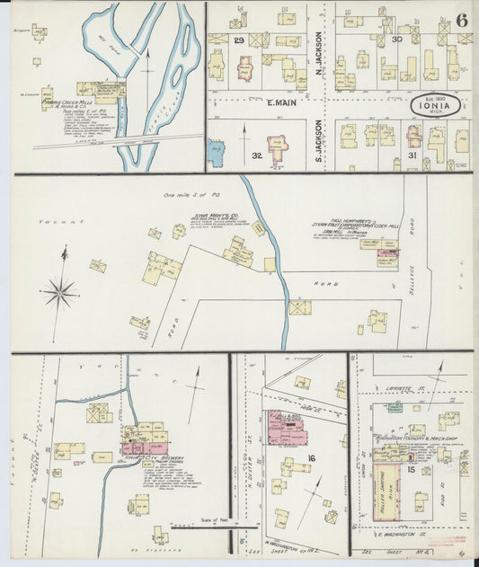 Sanborn Fire Insurance Map from Ionia, Ionia County, Michigan (1890), Sheet #0006 - Historic Sanborn Fire Insurance Map Print, vintage old map wall art, antique decor, genealogy gift, Michigan Michigan map