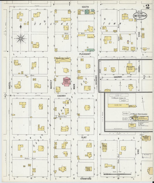 Sanborn Fire Insurance Map from Mount Vernon, Lawrence County, Missouri (1900), Sheet #0002 - Historic Sanborn Fire Insurance Map Print, vintage old map wall art, antique decor, genealogy gift, Missouri Missouri map