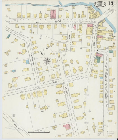Sanborn Fire Insurance Map from Ansonia, New Haven County, Connecticut (1895), Sheet #0013 - Complete Map Set gallery image, historic Sanborn map, vintage wall art, Connecticut Connecticut