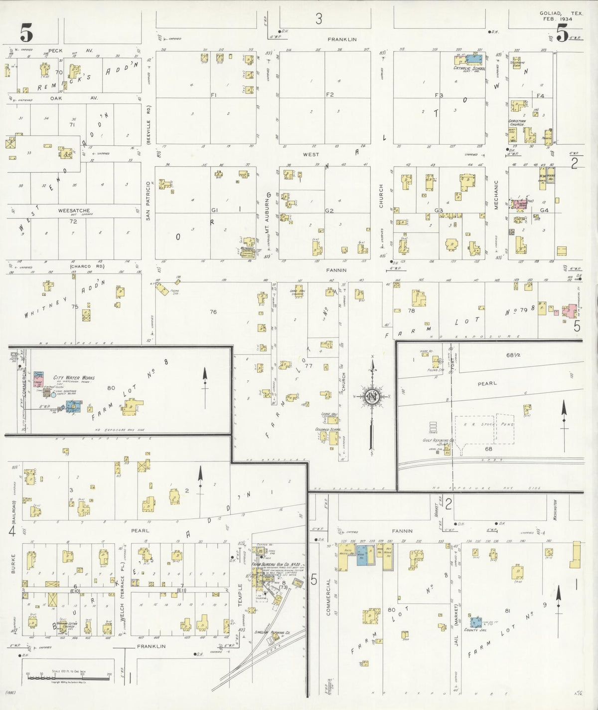 Sanborn Fire Insurance Map from Goliad, Goliad County, Texas (1934), Sheet #0005 - Complete Map Set gallery image, historic Sanborn map, vintage wall art, Texas Texas