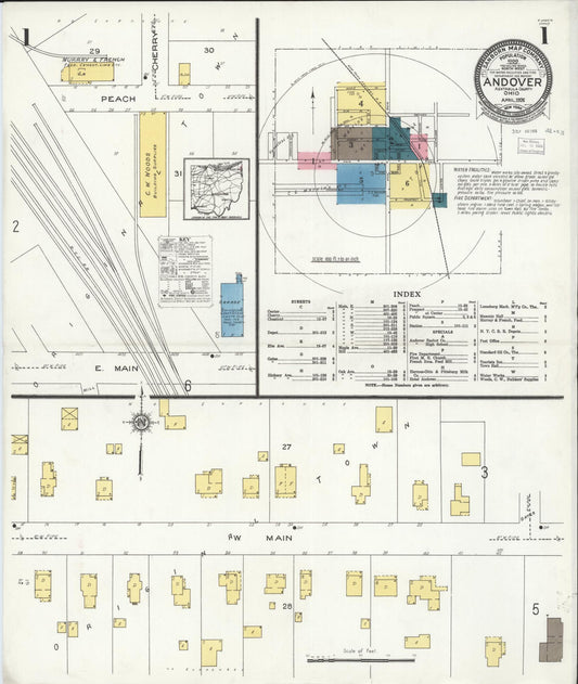 Sanborn Fire Insurance Map from Andover, Ashtabula County, Ohio (1926), Sheet #0001 - Complete Map Set gallery image, historic Sanborn map, vintage wall art, Ohio Ohio