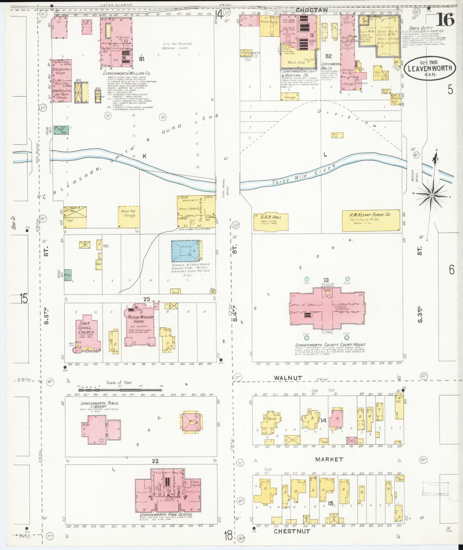 Sanborn Fire Insurance Map from Leavenworth, Leavenworth County, Kansas (1905), Sheet #0017 - Complete Map Set gallery image, historic Sanborn map, vintage wall art, Kansas Kansas