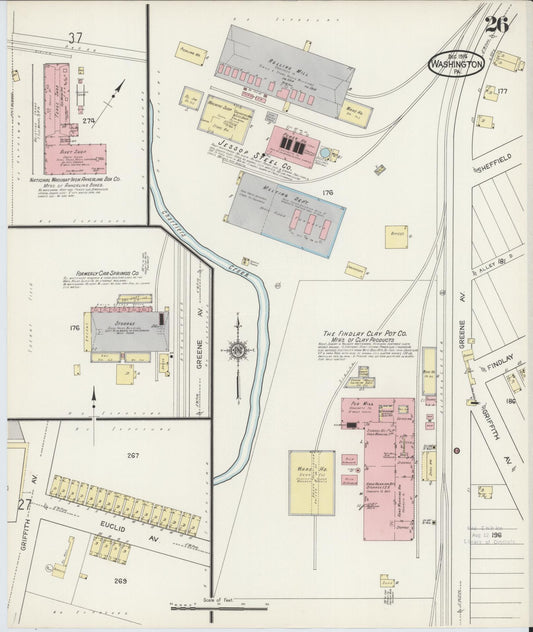 Sanborn Fire Insurance Map from Washington, Washington County, Pennsylvania (1914), Sheet #0026 - Historic Sanborn Fire Insurance Map Print, vintage old map wall art, antique decor, genealogy gift, Sanborn Fire Insurance Map from Washington Washington map