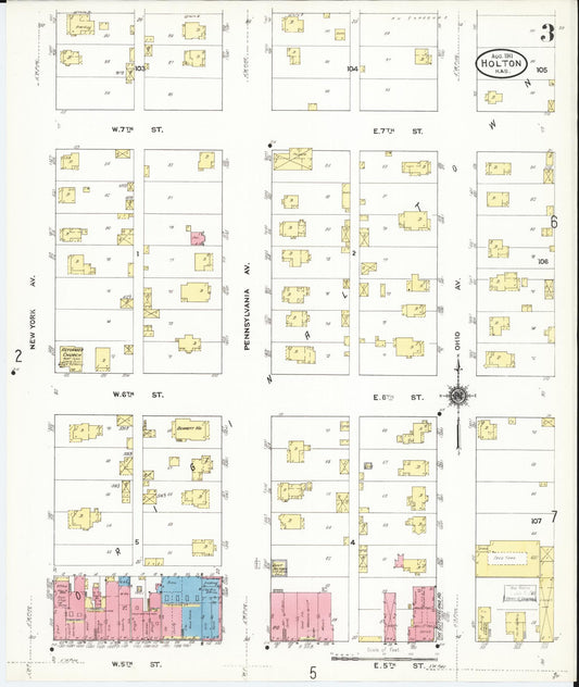 Sanborn Fire Insurance Map from Holton, Jackson County, Kansas (1911), Sheet #0003 - Historic Sanborn Fire Insurance Map Print, vintage old map wall art, antique decor, genealogy gift, Kansas Kansas map