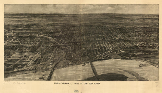 Panoramic view of Omaha. (1905) – Historic Bird’s-Eye View Panorama Print
