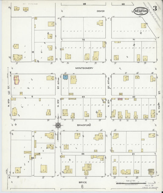 Sanborn Fire Insurance Map from Memphis, Hall County, Texas (1920), Sheet #0003 - Historic Sanborn Fire Insurance Map Print, vintage old map wall art, antique decor, genealogy gift, Texas Texas map