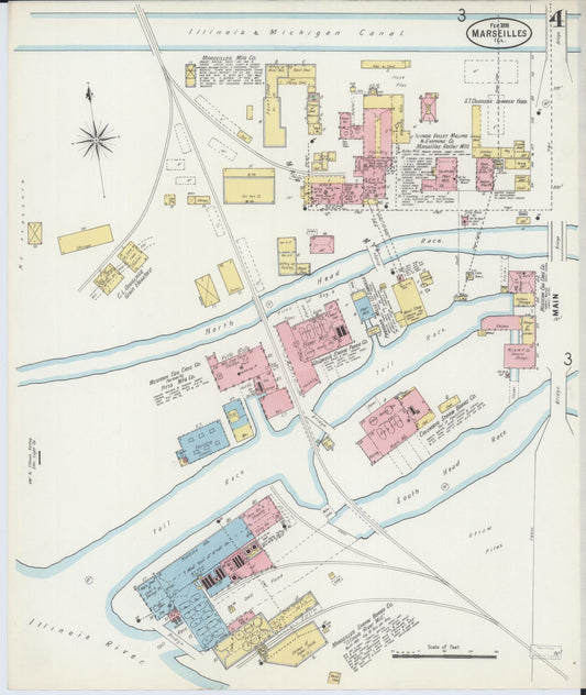 Sanborn Fire Insurance Map from Marseilles, La Salle County, Illinois (1898), Sheet #0004 - Historic Sanborn Fire Insurance Map Print, vintage old map wall art, antique decor, genealogy gift, Illinois Illinois map
