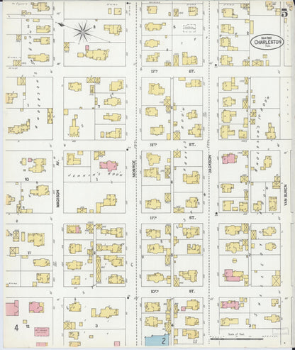 Sanborn Fire Insurance Map from Charleston, Coles County, Illinois (1902), Sheet #0005 - Complete Map Set gallery image, historic Sanborn map, vintage wall art, Illinois Illinois