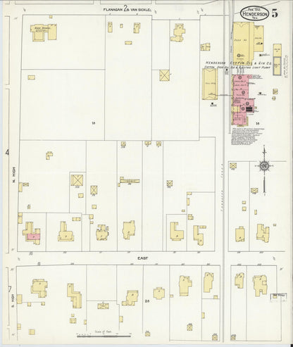 Sanborn Fire Insurance Map from Henderson, Rusk County, Texas (1912), Sheet #0005 - Historic Sanborn Fire Insurance Map Print, vintage old map wall art, antique decor, genealogy gift, Texas Texas map