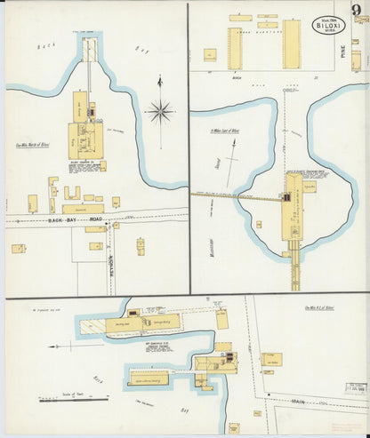 Sanborn Fire Insurance Map from Biloxi, Harrison County, Mississippi (1904), Sheet #0009 - Complete Map Set gallery image, historic Sanborn map, vintage wall art, Mississippi Mississippi