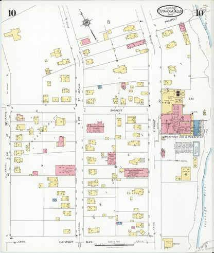 Sanborn Fire Insurance Map from Cuyahoga Falls, Summit County, Ohio (1927), Sheet #0010 - Historic Sanborn Fire Insurance Map Print, vintage old map wall art, antique decor, genealogy gift, Ohio Ohio map
