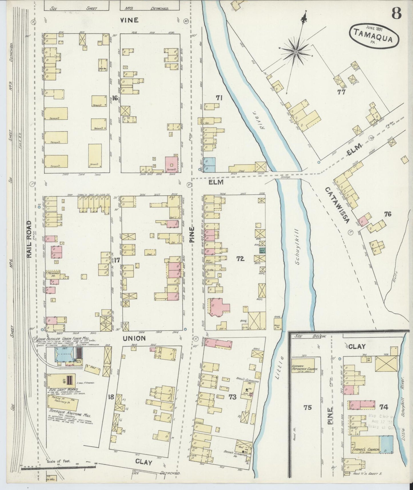 Sanborn Fire Insurance Map from Tamaqua, Schuylkill County, Pennsylvania (1891), Sheet #0008 - Complete Map Set gallery image, historic Sanborn map, vintage wall art, Pennsylvania Pennsylvania