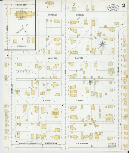 Sanborn Fire Insurance Map from Alpena, Alpena County, Michigan (1901), Sheet #0002 - Complete Map Set gallery image, historic Sanborn map, vintage wall art, Michigan Michigan