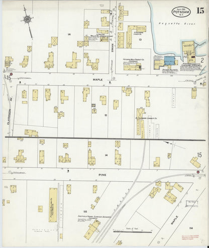 Sanborn Fire Insurance Map from Potsdam, St. Lawrence County, New York (1910), Sheet #0015 - Complete Map Set gallery image, historic Sanborn map, vintage wall art, New York New York