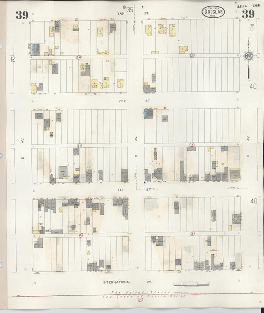 Sanborn Fire Insurance Map from Douglas, Cochise County, Arizona (1947), Sheet #0039 - Historic Sanborn Fire Insurance Map Print, vintage old map wall art, antique decor, genealogy gift, Arizona Arizona map