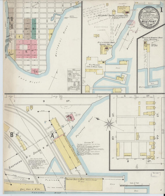 Sanborn Fire Insurance Map from West Point, King William County, Virginia. (1895) – Historic Sanborn Fire Insurance Map Print