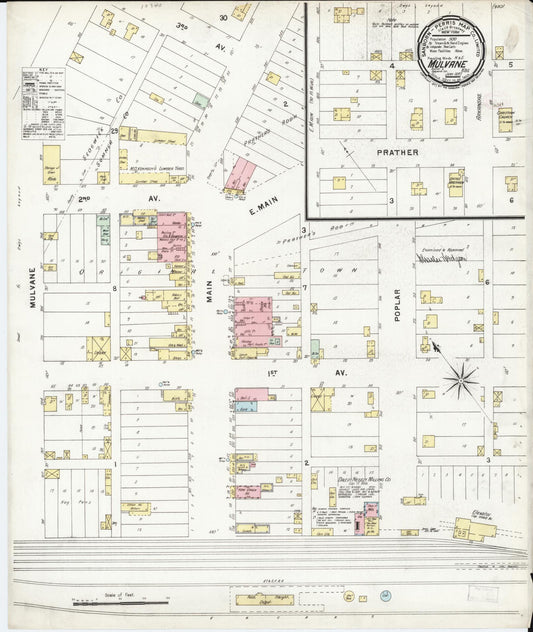Sanborn Fire Insurance Map from Mulvane, Sumner and Sedgwick Counties, Kansas (1897), Sheet #0001 - Historic Sanborn Fire Insurance Map Print, vintage old map wall art, antique decor, genealogy gift, Kansas Kansas map