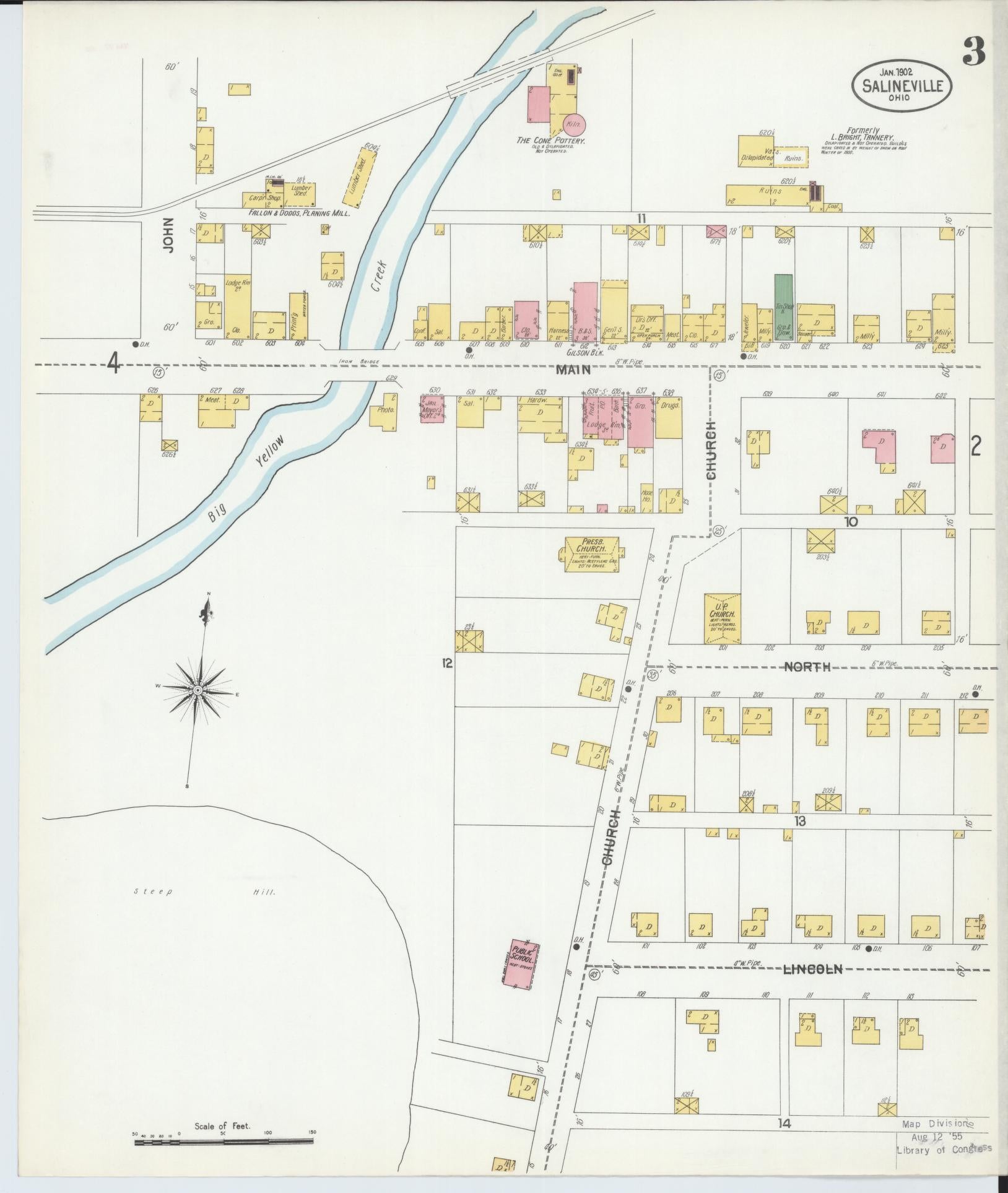 Sanborn Fire Insurance Map from Salineville, Columbiana County, Ohio (1902), Sheet #0003 - Historic Sanborn Fire Insurance Map Print, vintage old map wall art, antique decor, genealogy gift, Ohio Ohio map