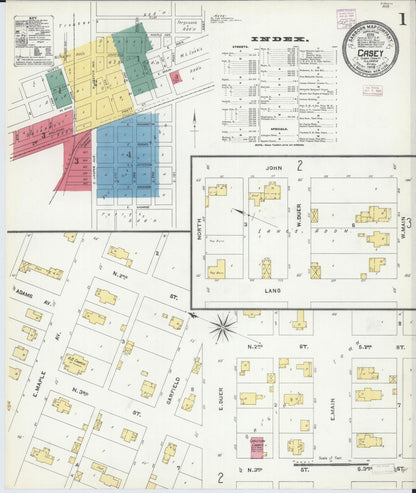 Sanborn Fire Insurance Map from Casey, Clark County, Illinois (1906), Sheet #0001 - Complete Map Set gallery image, historic Sanborn map, vintage wall art, Illinois Illinois