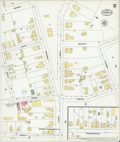 Sanborn Fire Insurance Map from Freehold, Monmouth County, New Jersey (1901), Sheet #0002 - Complete Map Set gallery image, historic Sanborn map, vintage wall art, New Jersey New Jersey