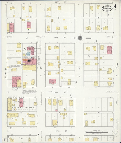 Sanborn Fire Insurance Map from Aurora, Hamilton County, Nebraska (1918), Sheet #0004 - Complete Map Set gallery image, historic Sanborn map, vintage wall art, Nebraska Nebraska