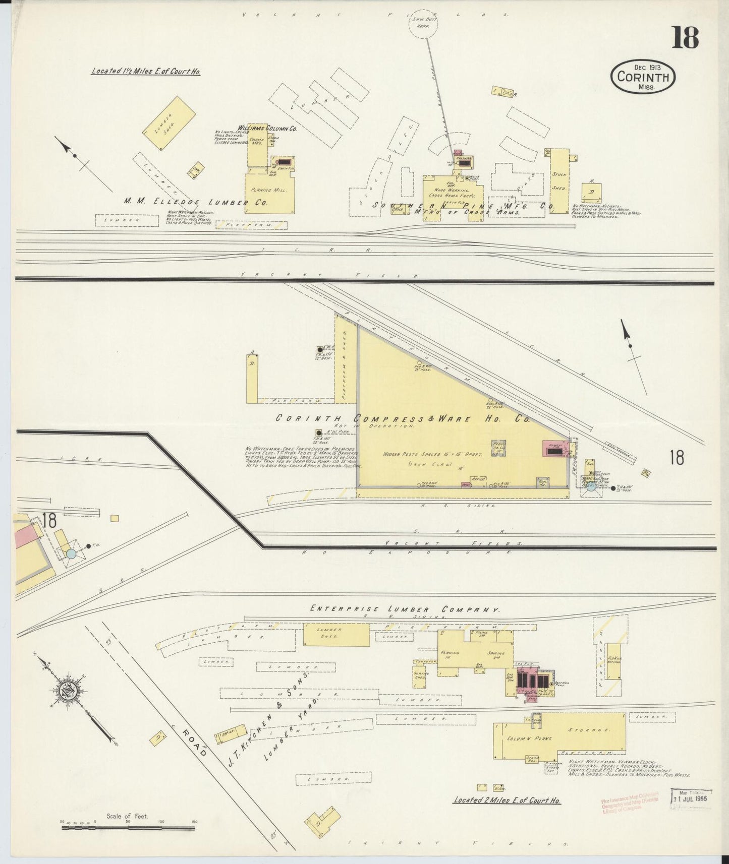 Sanborn Fire Insurance Map from Corinth, Alcorn County, Mississippi (1913), Sheet #0018 - Complete Map Set gallery image, historic Sanborn map, vintage wall art, Mississippi Mississippi