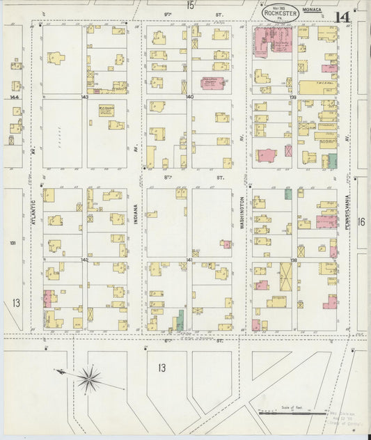 Sanborn Fire Insurance Map from Rochester, Beaver County, Pennsylvania (1903), Sheet #0014 - Historic Sanborn Fire Insurance Map Print, vintage old map wall art, antique decor, genealogy gift, Pennsylvania Pennsylvania map