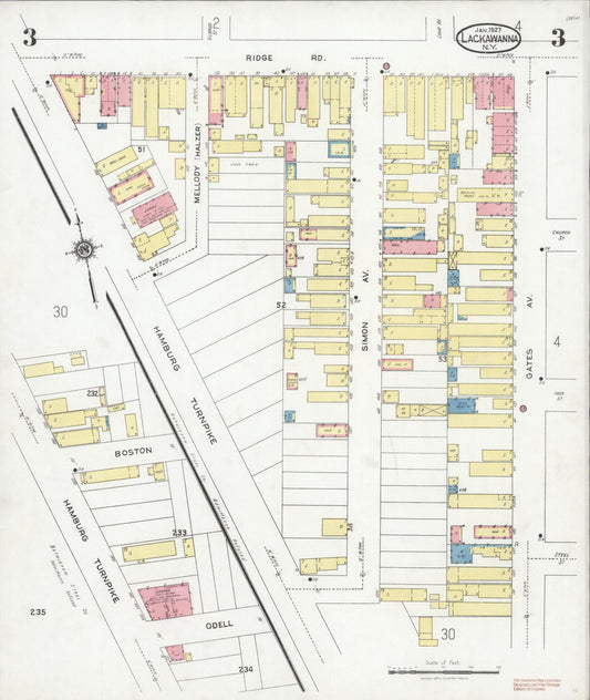 Sanborn Fire Insurance Map from Lackawanna, Erie County, New York (1927), Sheet #0003 - Historic Sanborn Fire Insurance Map Print, vintage old map wall art, antique decor, genealogy gift, New York New York map