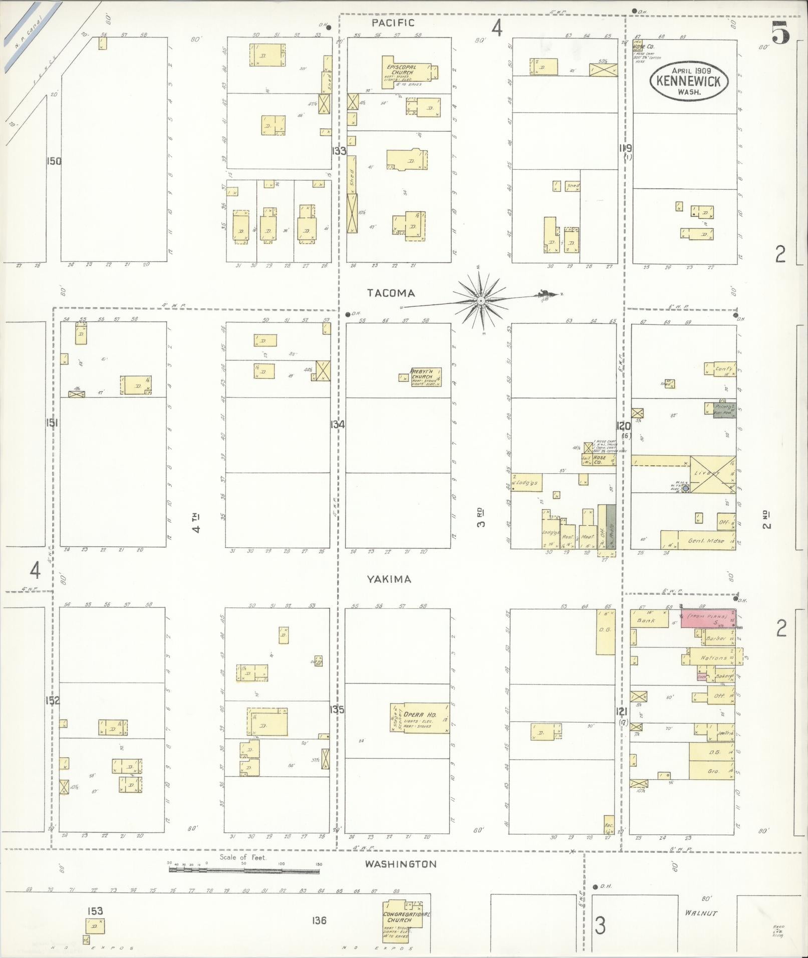 Sanborn Fire Insurance Map from Kennewick, Benton County, Washington (1909), Sheet #0009 - Complete Map Set gallery image, historic Sanborn map, vintage wall art, Washington Washington
