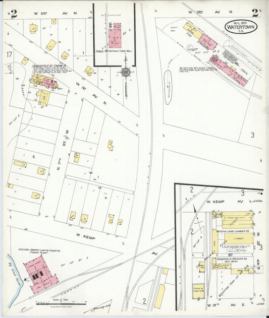 Sanborn Fire Insurance Map from Watertown, Codington County, South Dakota (1923), Sheet #0002 - Historic Sanborn Fire Insurance Map Print, vintage old map wall art, antique decor, genealogy gift, South Dakota South Dakota map