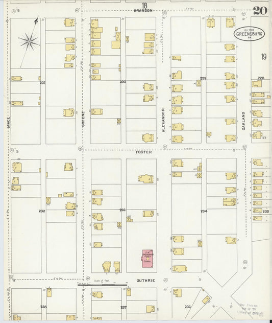 Sanborn Fire Insurance Map from Greensburg, Westmoreland County, Pennsylvania (1903), Sheet #0020 - Historic Sanborn Fire Insurance Map Print, vintage old map wall art, antique decor, genealogy gift, Pennsylvania Pennsylvania map
