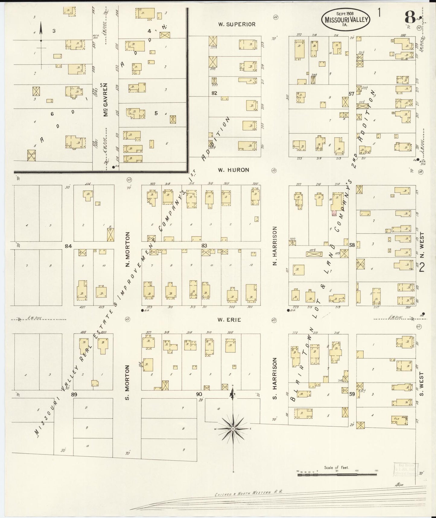 Sanborn Fire Insurance Map from Missouri Valley, Harrison County, Iowa (1908), Sheet #0008 - Historic Sanborn Fire Insurance Map Print