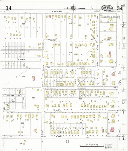 Sanborn Fire Insurance Map from Emporia, Lyon County, Kansas (1923), Sheet #0034 - Complete Map Set gallery image, historic Sanborn map, vintage wall art, Kansas Kansas