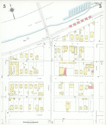 Sanborn Fire Insurance Map from Freeport, Brazoria County, Texas (1943), Sheet #0005 - Historic Sanborn Fire Insurance Map Print, vintage old map wall art, antique decor, genealogy gift, Texas Texas map
