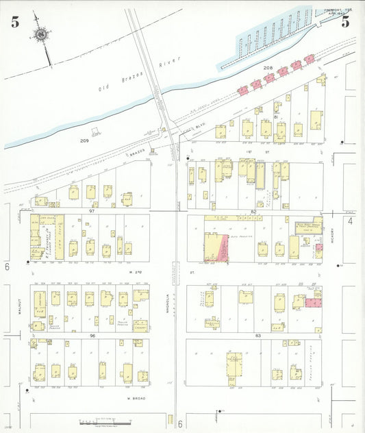 Sanborn Fire Insurance Map from Freeport, Brazoria County, Texas (1943), Sheet #0005 - Historic Sanborn Fire Insurance Map Print, vintage old map wall art, antique decor, genealogy gift, Texas Texas map