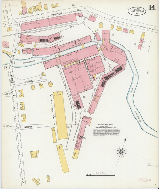 Sanborn Fire Insurance Map from Haverstraw, Rockland County, New York (1903), Sheet #0014 - Historic Sanborn Fire Insurance Map Print, vintage old map wall art, antique decor, genealogy gift, New York New York map