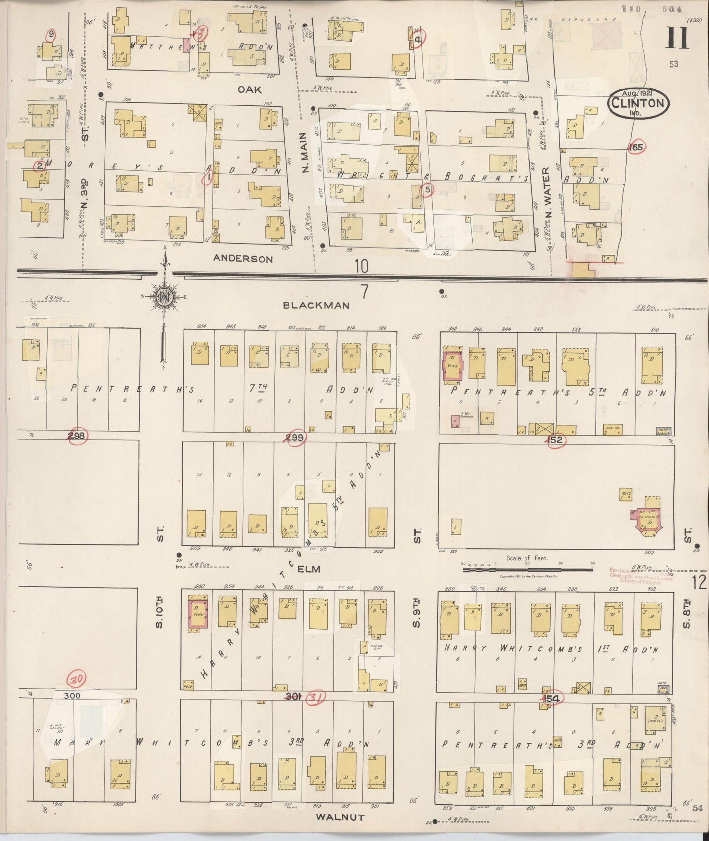 Sanborn Fire Insurance Map from Clinton, Vermillion County, Indiana (1947), Sheet #0011 - Complete Map Set gallery image, historic Sanborn map, vintage wall art, Indiana Indiana