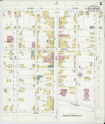 Sanborn Fire Insurance Map from Columbiana, Columbiana County, Ohio (1901), Sheet #0002 - Complete Map Set gallery image, historic Sanborn map, vintage wall art, Ohio Ohio