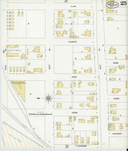 Sanborn Fire Insurance Map from Pine Bluff, Jefferson County, Arkansas (1901), Sheet #0025 - Complete Map Set gallery image, historic Sanborn map, vintage wall art, Arkansas Arkansas