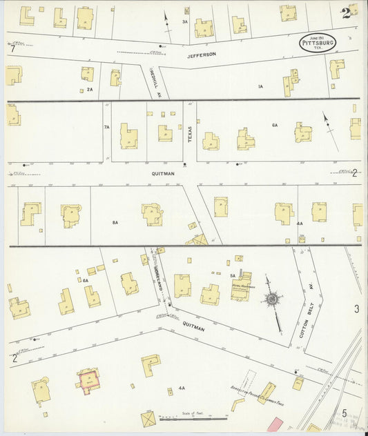Sanborn Fire Insurance Map from Pittsburg, Camp County, Texas (1911), Sheet #0002 - Historic Sanborn Fire Insurance Map Print, vintage old map wall art, antique decor, genealogy gift, Texas Texas map