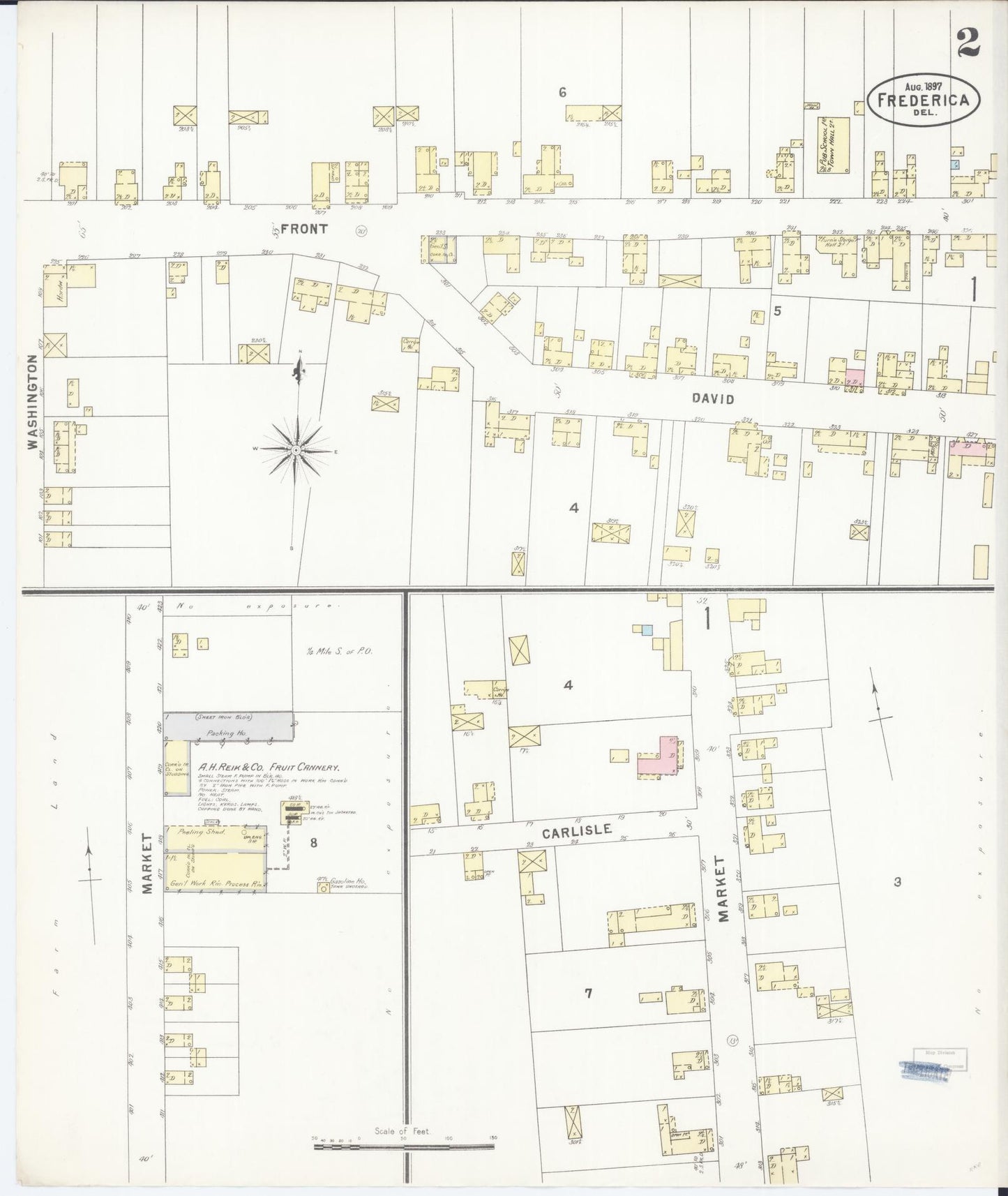Sanborn Fire Insurance Map from Frederica, Kent County, Delaware (1897), Sheet #0002 - Historic Sanborn Fire Insurance Map Print, vintage old map wall art, antique decor, genealogy gift, Delaware Delaware map