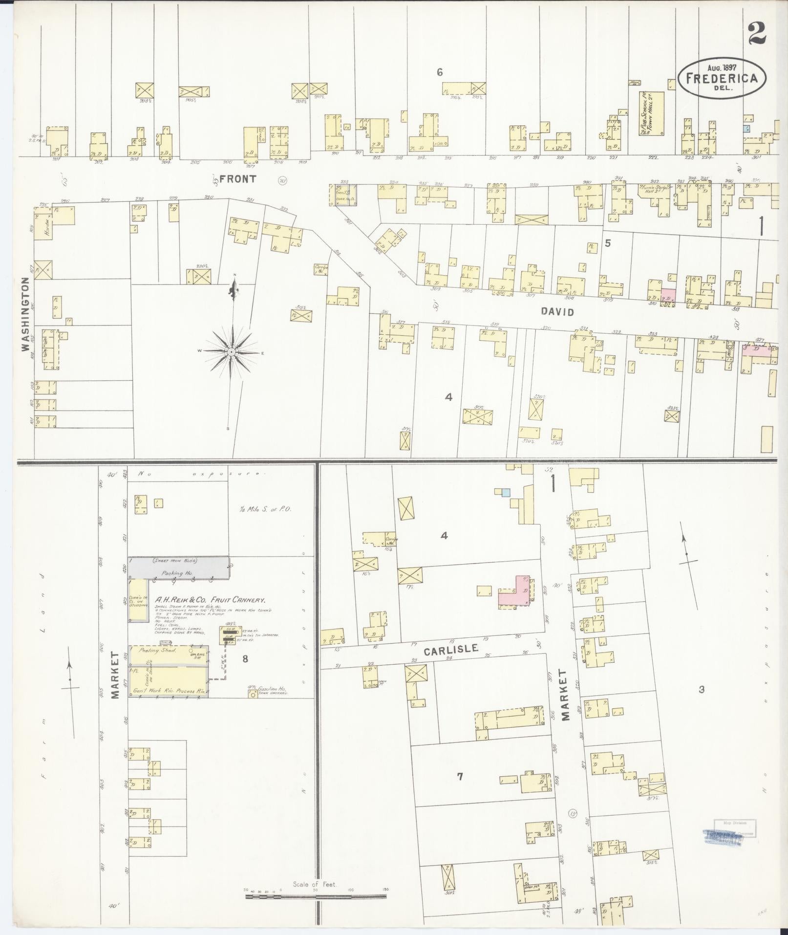 Sanborn Fire Insurance Map from Frederica, Kent County, Delaware (1897), Sheet #0002 - Historic Sanborn Fire Insurance Map Print, vintage old map wall art, antique decor, genealogy gift, Delaware Delaware map