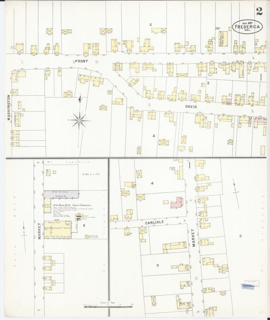 Sanborn Fire Insurance Map from Frederica, Kent County, Delaware (1897), Sheet #0002 - Historic Sanborn Fire Insurance Map Print, vintage old map wall art, antique decor, genealogy gift, Delaware Delaware map