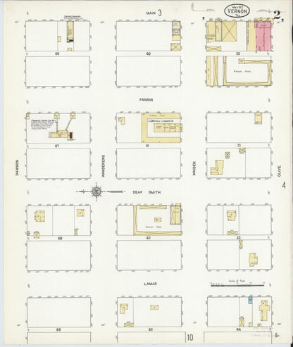 Sanborn Fire Insurance Map from Vernon, Wilbarger County, Texas (1912), Sheet #0002 - Complete Map Set gallery image, historic Sanborn map, vintage wall art, Texas Texas