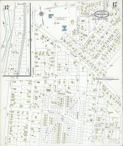 Sanborn Fire Insurance Map from Cuyahoga Falls, Summit County, Ohio (1927), Sheet #0017 - Historic Sanborn Fire Insurance Map Print, vintage old map wall art, antique decor, genealogy gift, Ohio Ohio map
