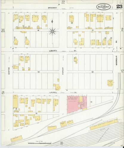 Sanborn Fire Insurance Map from Beaumont, Jefferson County, Texas (1904), Sheet #0023 - Historic Sanborn Fire Insurance Map Print, vintage old map wall art, antique decor, genealogy gift, Texas Texas map