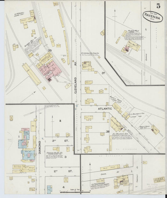 Sanborn Fire Insurance Map from Ravenna, Portage County, Ohio (1889), Sheet #0005 - Historic Sanborn Fire Insurance Map Print, vintage old map wall art, antique decor, genealogy gift, Ohio Ohio map